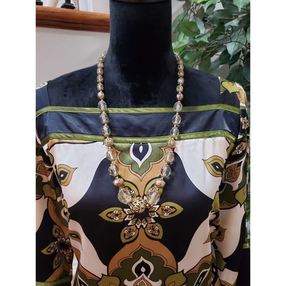 Ashley Stewart Stretch Multicolor Slit Shoulder Long Sleeve Top Blouse 14/16 - Picture 2 of 14